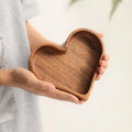 Creative Heart Shape Dessert Storage Box Solid Wood Candy Tray Natural Walnut Serving Platter Stackable Nut Bowl  for Snacks