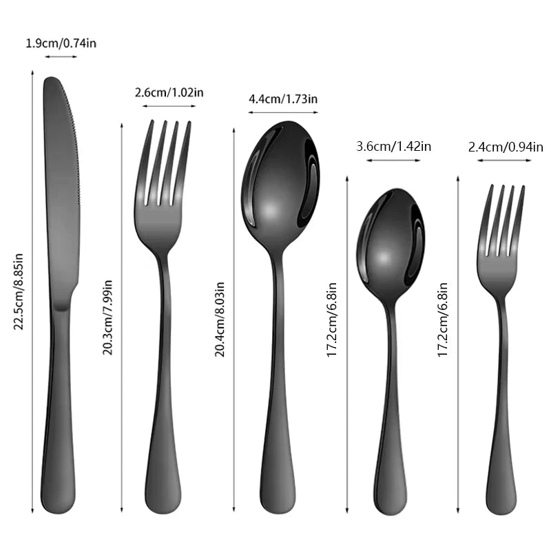 6/30pcs Stainless Steel Tableware Set, Including Knife, Fork, Knife, Tea Fork and Tea Spoon, Suitable for Holiday Parties.