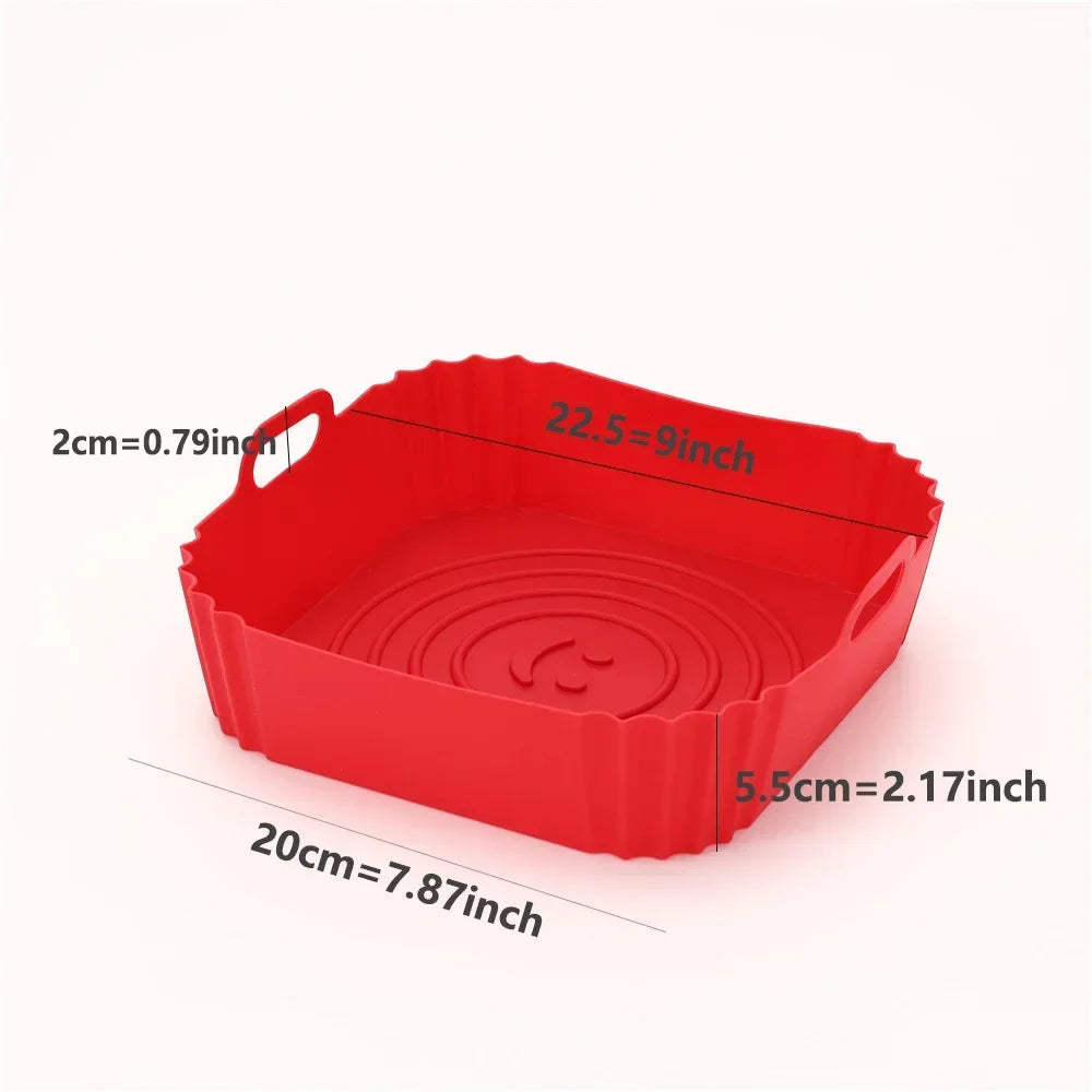 Reusable Silicone Air Fryer Oven Baking Tray Non-stick Liner Pan Accessories Pizza Chicken Kitchen Gadgets