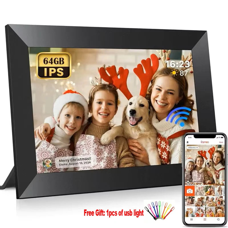 Frameo 10.1 Inch WiFi Digital Photo Frame with Calendar Digital Picture Frame with 1280x800 IPS HD Touch Screen, Good Gift