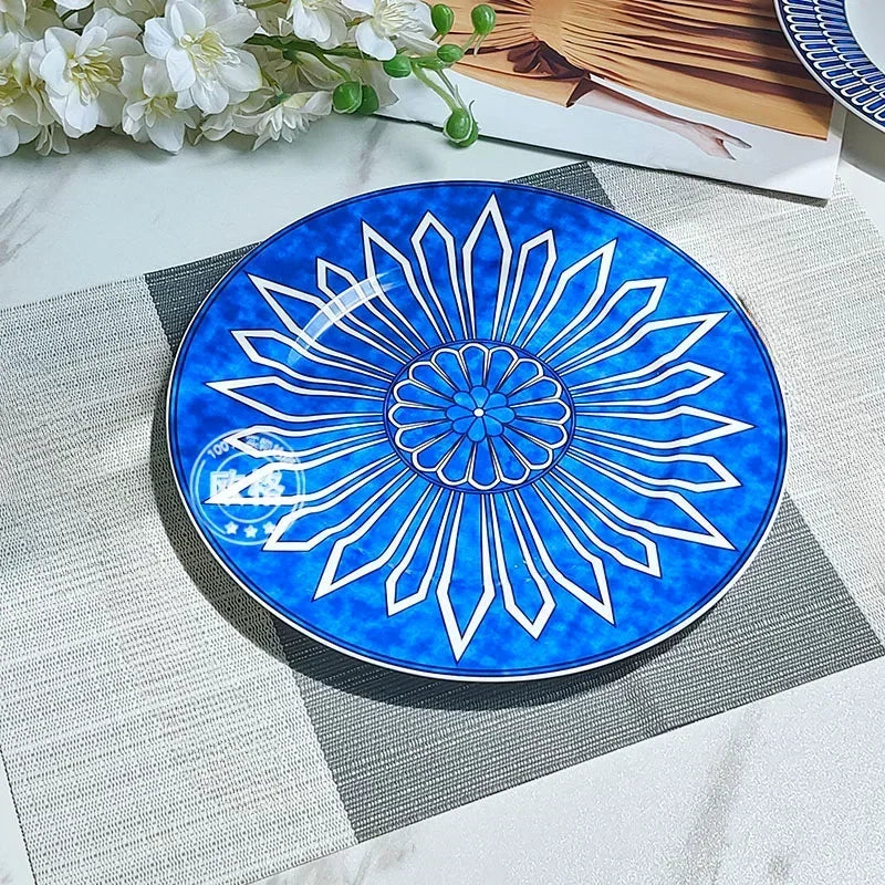 European style simple and luxurious Blue Seal Western dinner plate steak plate decoration afternoon tea Dim sum cake tableware