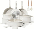 22 Piece Non Stick Ceramic Cookware Set With Removable Handles Induction Compatible Dishwasher Ptfe White Pots And Pans Set