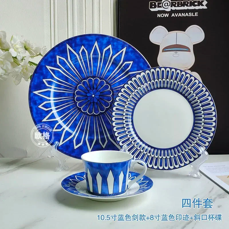 European style simple and luxurious Blue Seal Western dinner plate steak plate decoration afternoon tea Dim sum cake tableware