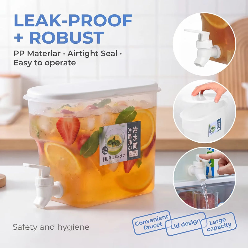 3.5L Cold Water Jug Large Capacity Cold Kettle with Faucet Juice Lemonade Drinks Bucket Liquid Storage Tank For Summer Party