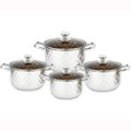 4-Piece set Thickened pot set Stainless steel cookware Diamond pot with lid Soup pot cookware