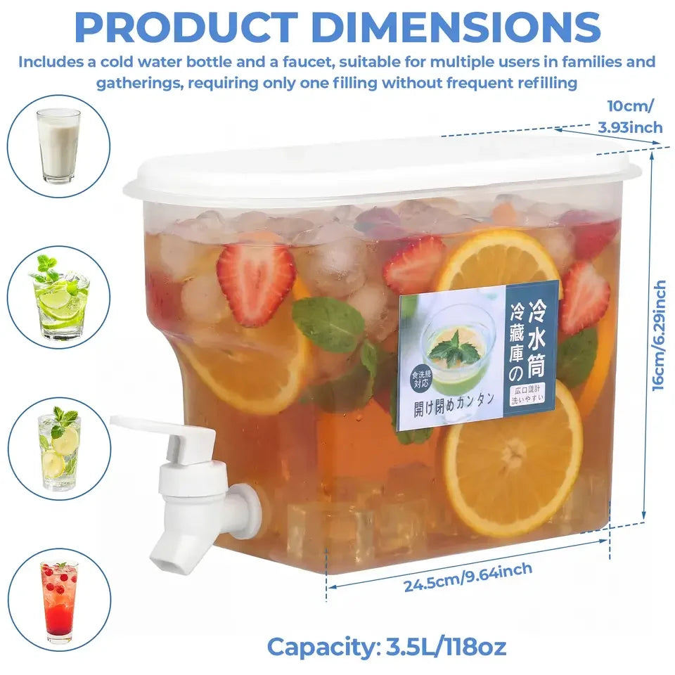 3.5L Cold Water Jug Large Capacity Cold Kettle with Faucet Juice Lemonade Drinks Bucket Liquid Storage Tank For Summer Party