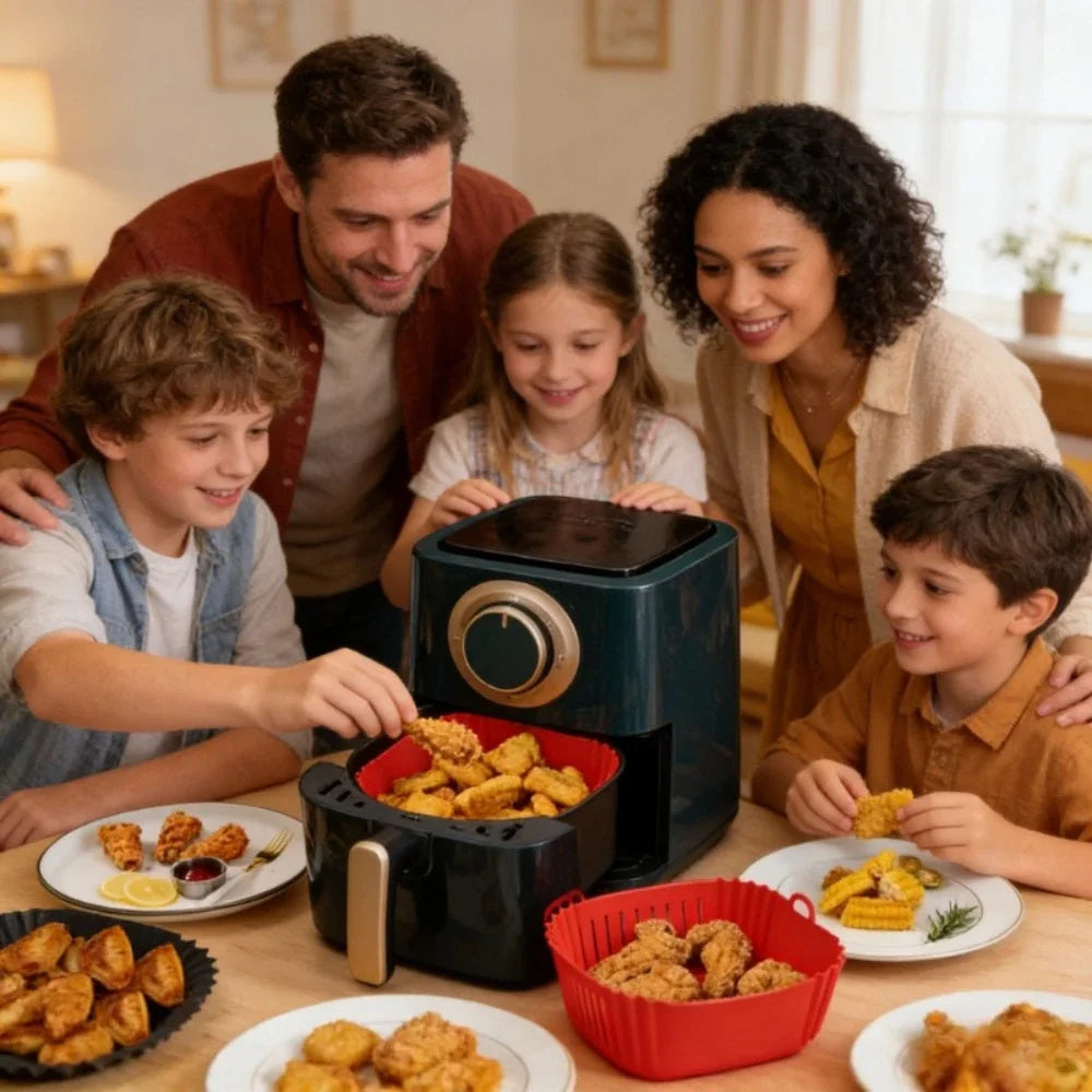 Reusable Silicone Air Fryer Oven Baking Tray Non-stick Liner Pan Accessories Pizza Chicken Kitchen Gadgets