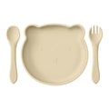 Mamaplan Silicone Kids Dishes Plate Soft Spoon Fork Cartoon Bear Dishes Plate Feeding Food Sucker Bowl Training Baby Tableware