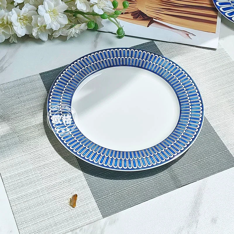 European style simple and luxurious Blue Seal Western dinner plate steak plate decoration afternoon tea Dim sum cake tableware