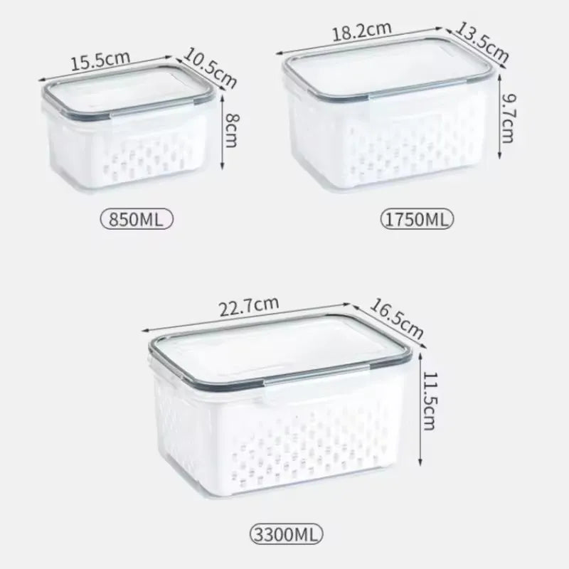 1/3pcs Refrigerator Storage Box Fridge Organizer Fresh Vegetable Fruit Drain Basket Storage Container Pantry Kitchen Organizer