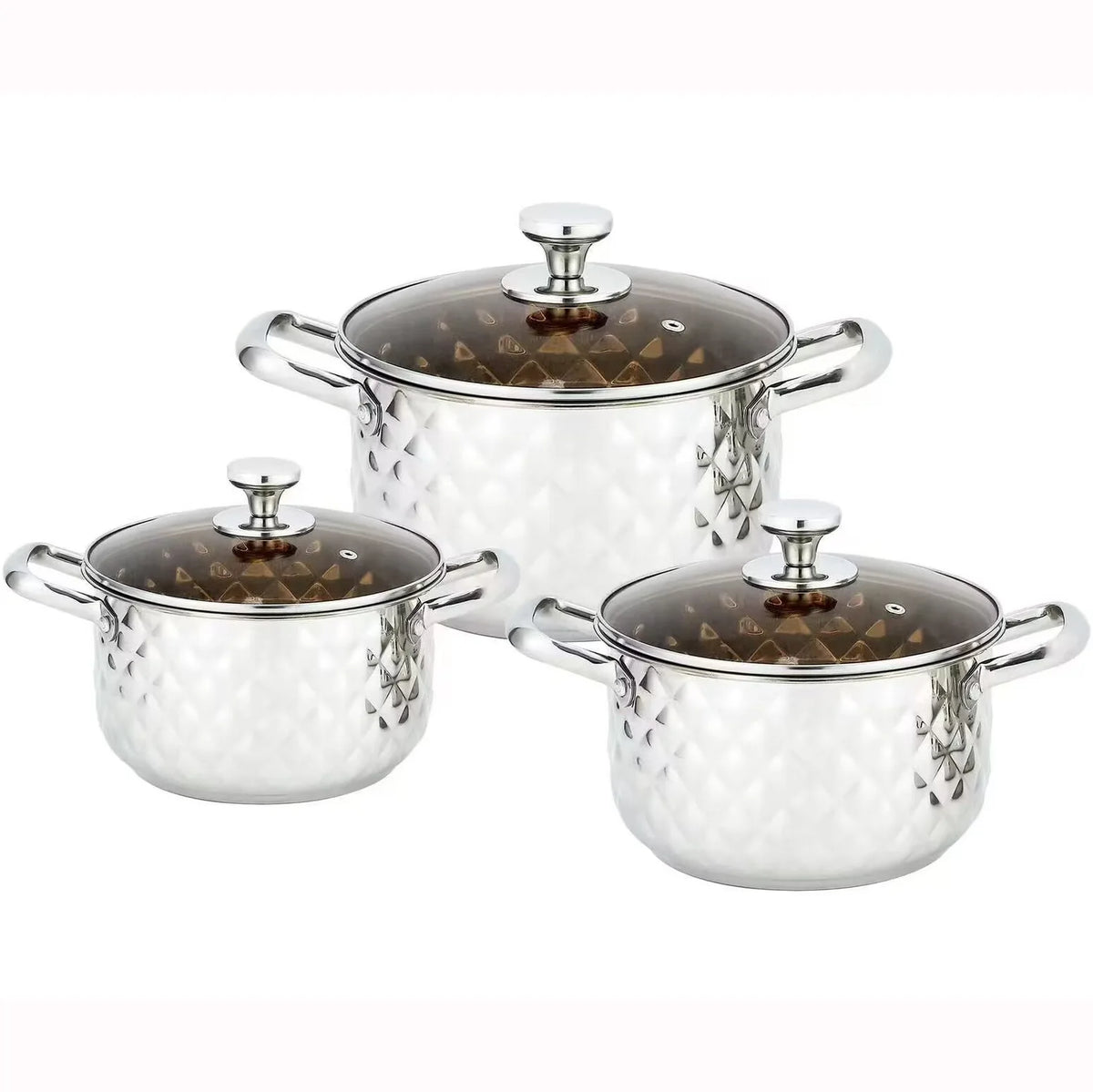 4-Piece set Thickened pot set Stainless steel cookware Diamond pot with lid Soup pot cookware