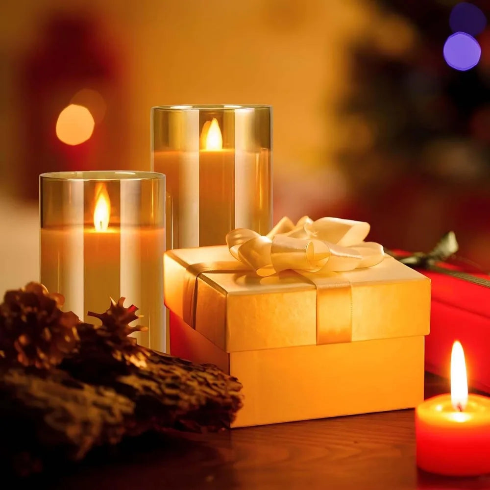 3pcs/set LED Flameless Candles Flickering Light with Remote Control for Festival Wedding Home Party Decor Lighting