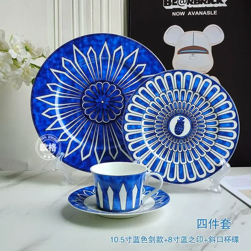 European style simple and luxurious Blue Seal Western dinner plate steak plate decoration afternoon tea Dim sum cake tableware