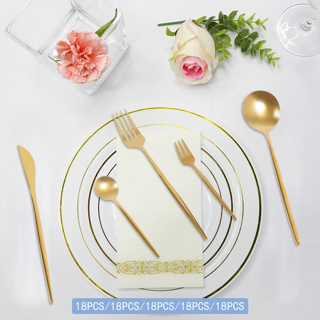 90Pcs Gold Silverware Set Tableware Cutlery Set  Gold Flatware Cutlery Set, Stainless Steel Flatware Set for Home Restaurant Buffets