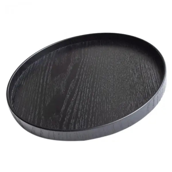 Round Wood Serving Tray, Extra Large Rustic Food Snack Serving Trays Salad Bowl Platter Carrying Plate for Black