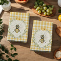 Bees, Sunflower, Wreath & Plaid Pattern Polyester Dish Towel, Kitchen Towel, Dish Cloth - Stylish Linen For Home Kitchen Daily Use