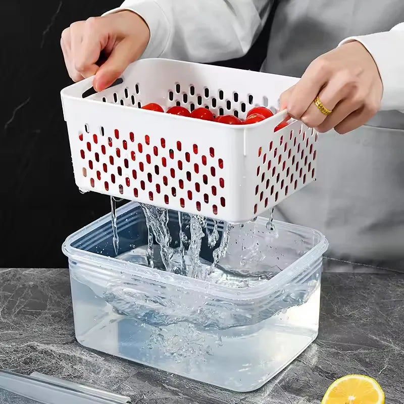 1/3pcs Refrigerator Storage Box Fridge Organizer Fresh Vegetable Fruit Drain Basket Storage Container Pantry Kitchen Organizer