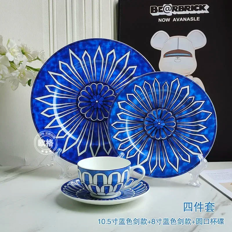 European style simple and luxurious Blue Seal Western dinner plate steak plate decoration afternoon tea Dim sum cake tableware