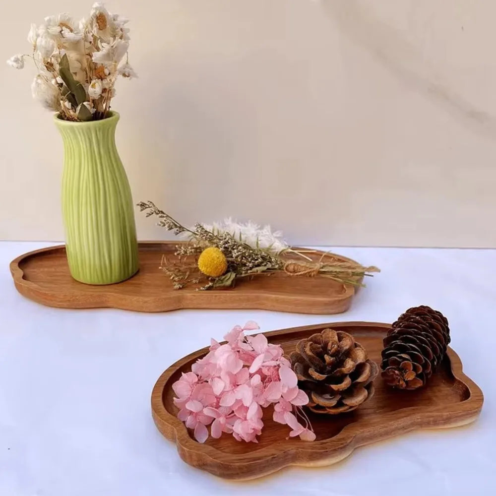 Japanese Wooden Tea Tray Multi Functional  Fruits Desserts Bread Storage Heat Resistant Solid Wood Home Decor Kitchen Essential‌
