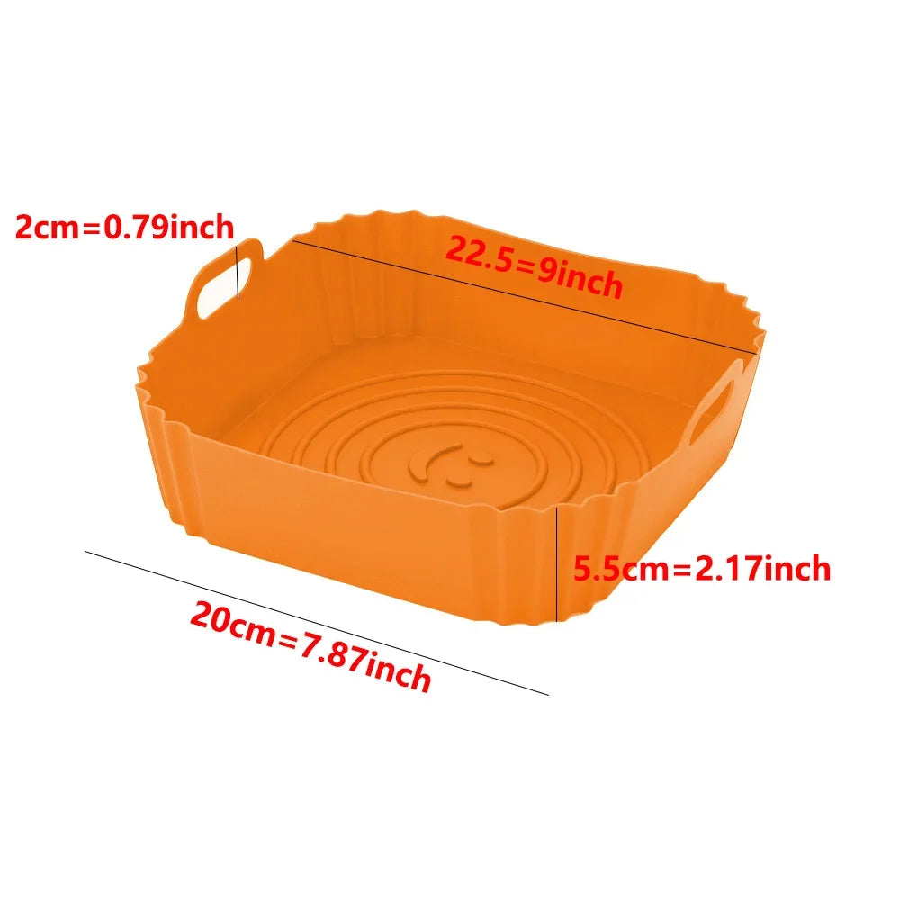 Reusable Silicone Air Fryer Oven Baking Tray Non-stick Liner Pan Accessories Pizza Chicken Kitchen Gadgets