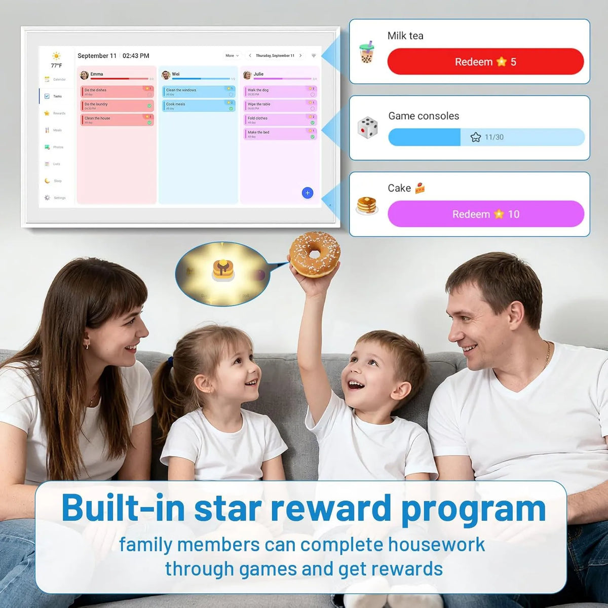 AHXJKA10.1 Inch WiFi Touch Digital Calendar 32GB Storage Multi-function Task To-do List Calendario Inteligente Household Desktop