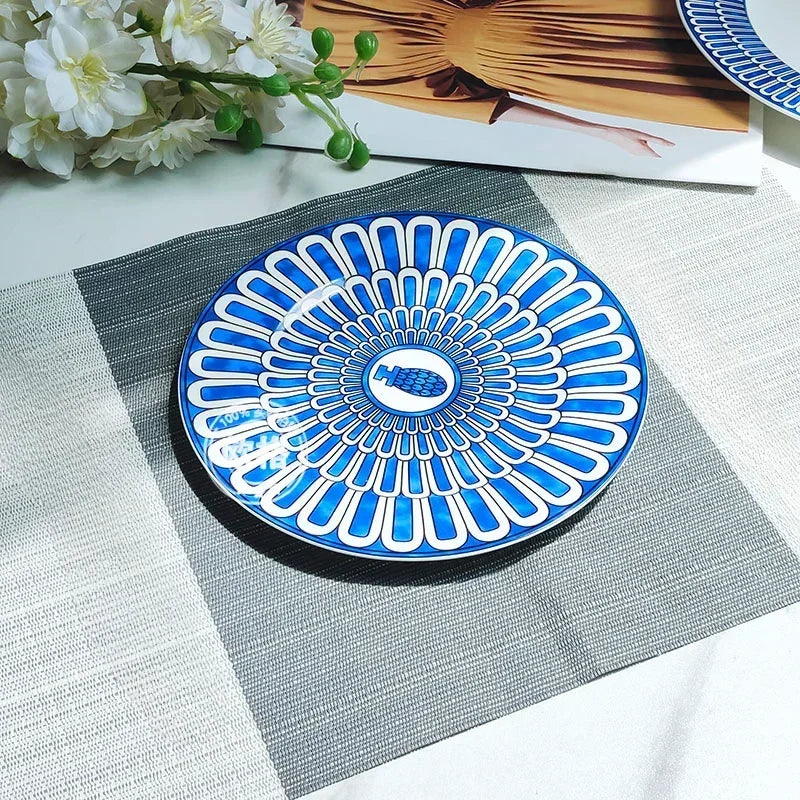 European style simple and luxurious Blue Seal Western dinner plate steak plate decoration afternoon tea Dim sum cake tableware