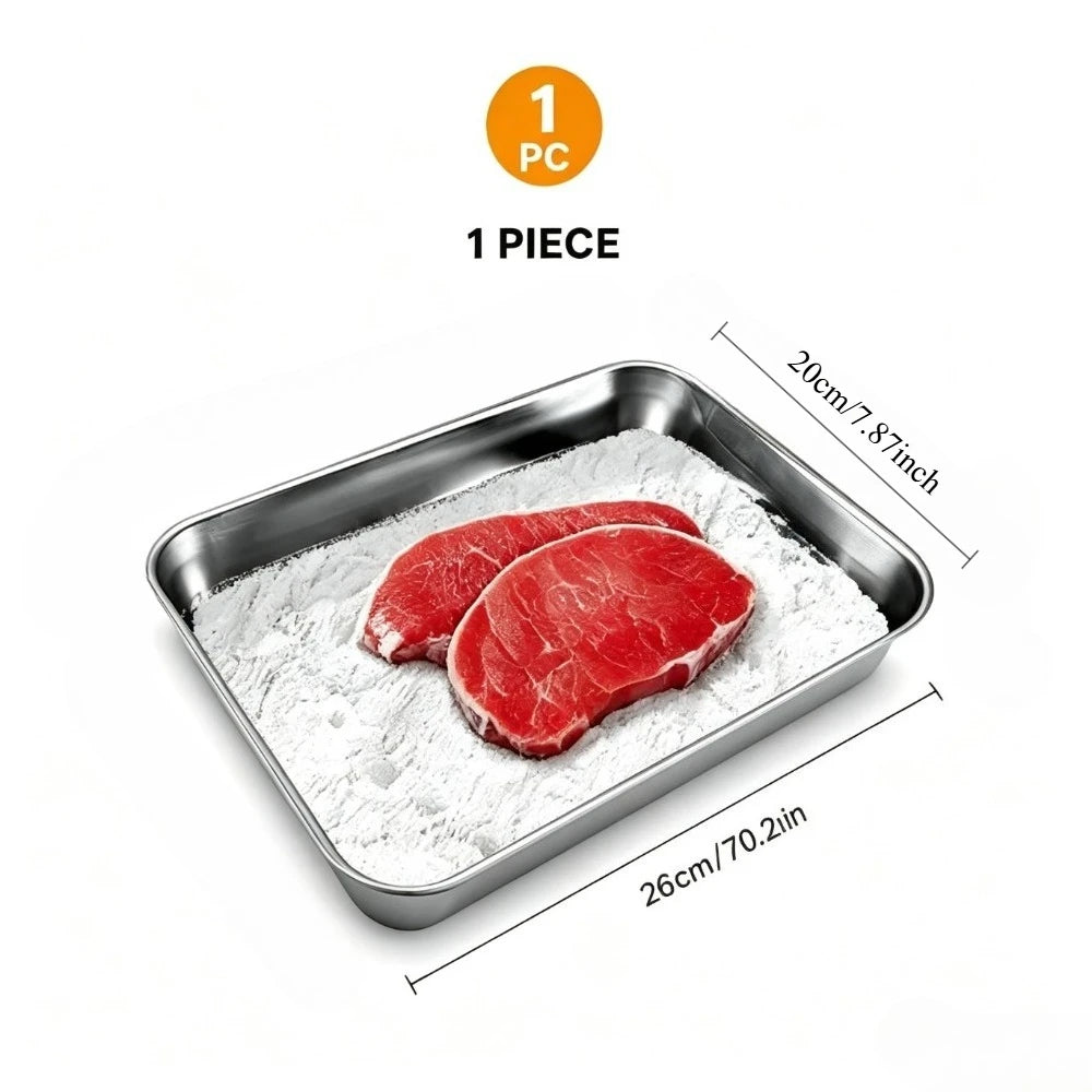 Stainless Steel Breading Pan Oven Safe Stainless Steel Breading Pan Food Prep Trays Set Marinating Meat Baking Kitchen Accessory
