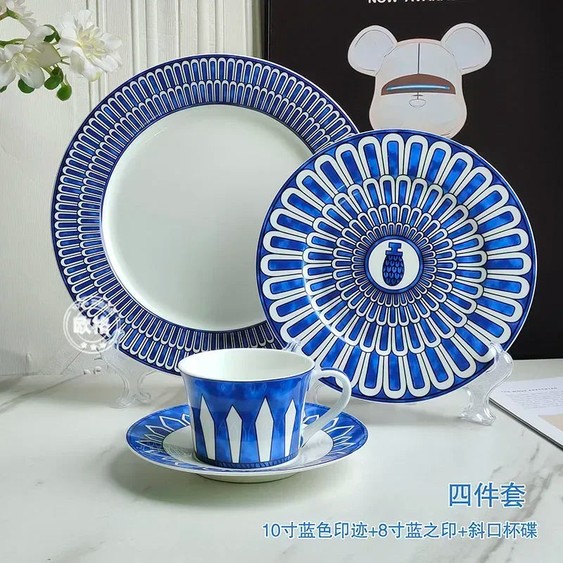 European style simple and luxurious Blue Seal Western dinner plate steak plate decoration afternoon tea Dim sum cake tableware