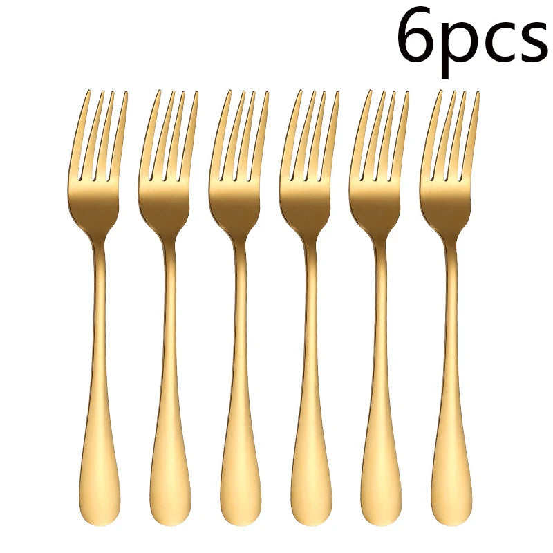 6/30pcs Stainless Steel Tableware Set, Including Knife, Fork, Knife, Tea Fork and Tea Spoon, Suitable for Holiday Parties.
