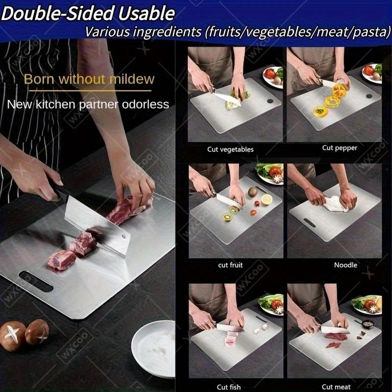 1/3/5PCS Stainless Steel Cutting Boards Double-Sided Antibacterial Food Grade Mould-Resistant Kitchen Chopping Board for Meat