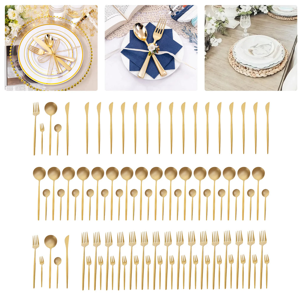 90Pcs Gold Silverware Set Tableware Cutlery Set  Gold Flatware Cutlery Set, Stainless Steel Flatware Set for Home Restaurant Buffets