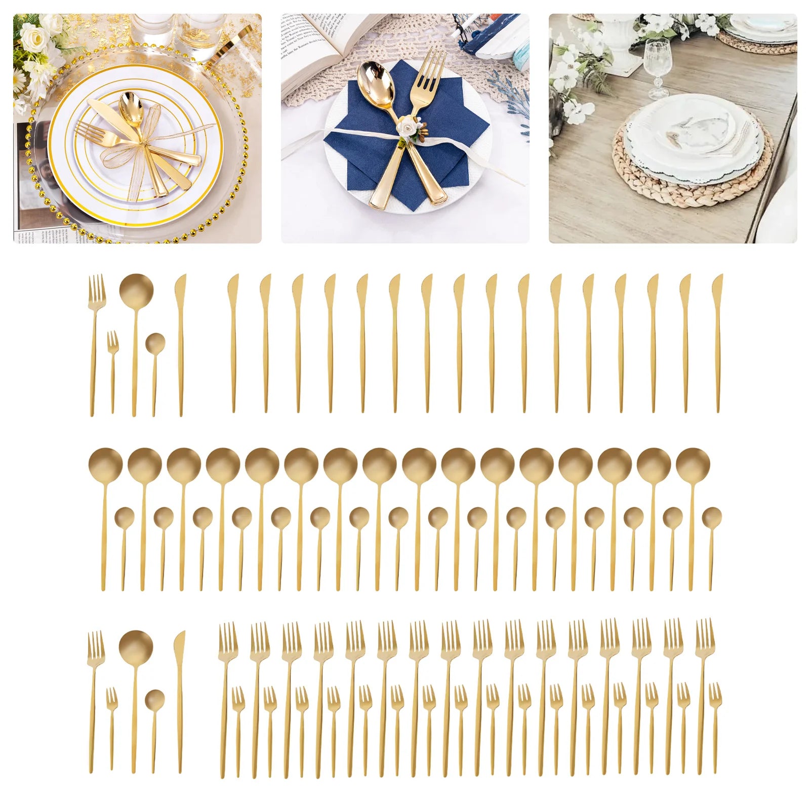 90Pcs Gold Silverware Set Tableware Cutlery Set  Gold Flatware Cutlery Set, Stainless Steel Flatware Set for Home Restaurant Buffets