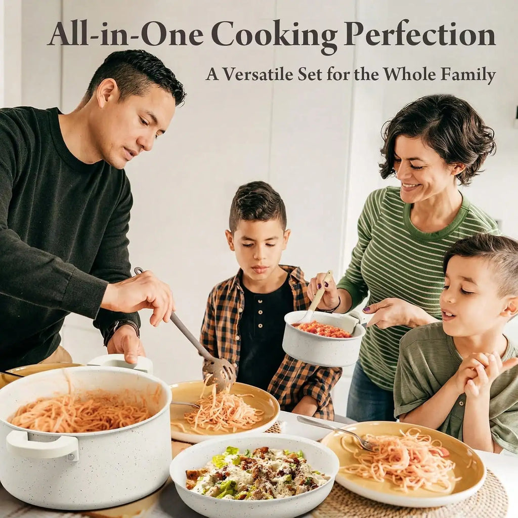 22 Piece Non Stick Ceramic Cookware Set With Removable Handles Induction Compatible Dishwasher Ptfe White Pots And Pans Set