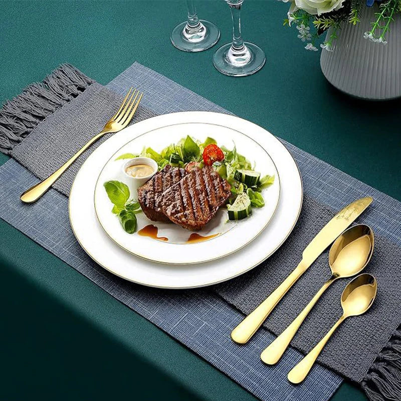 6/30pcs Stainless Steel Tableware Set, Including Knife, Fork, Knife, Tea Fork and Tea Spoon, Suitable for Holiday Parties.