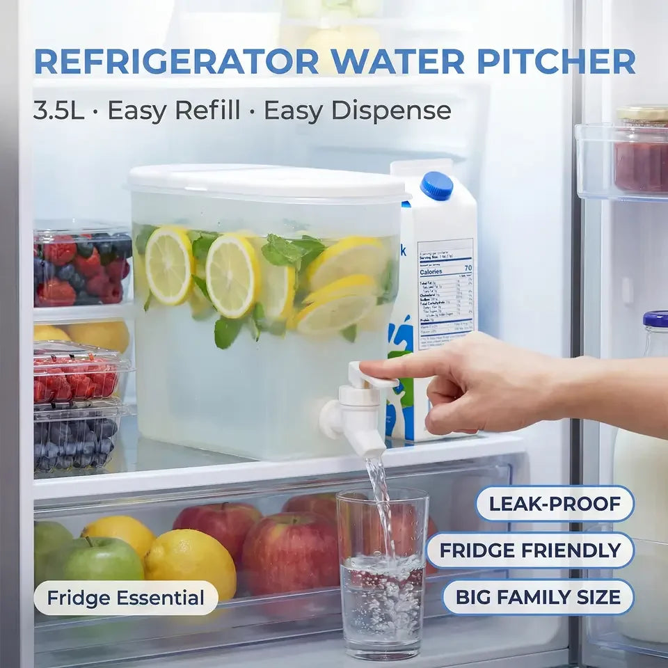 3.5L Cold Water Jug Large Capacity Cold Kettle with Faucet Juice Lemonade Drinks Bucket Liquid Storage Tank For Summer Party