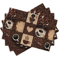 4/6/8pcs Coffee Beans Chocolate Cups Placemats Linen Washable Non Slip Heat Resistant Table Mats for Kitchen Dining Decor