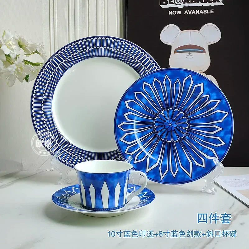 European style simple and luxurious Blue Seal Western dinner plate steak plate decoration afternoon tea Dim sum cake tableware