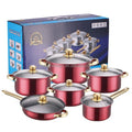 12-Piece Anti-Rust Stainless Steel Cookware Set Non-Stick Kitchenware Including Fry Pan and Cooking Pot for Kitchen Use