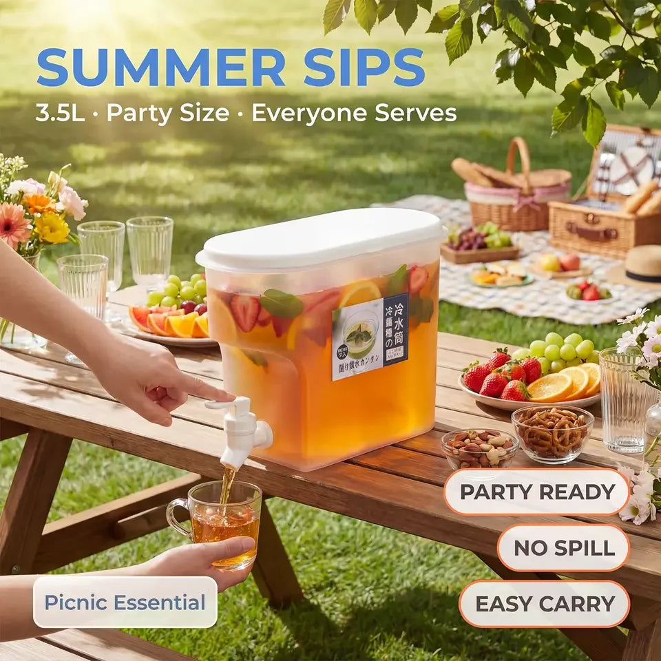 3.5L Cold Water Jug Large Capacity Cold Kettle with Faucet Juice Lemonade Drinks Bucket Liquid Storage Tank For Summer Party