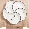 5 Piece Reunion Ceramic Dinnerware Serving Set Moon Shaped Hot Pot Plate Flexible Combination of Plates. Can be used for serving or everyday dinnerware.