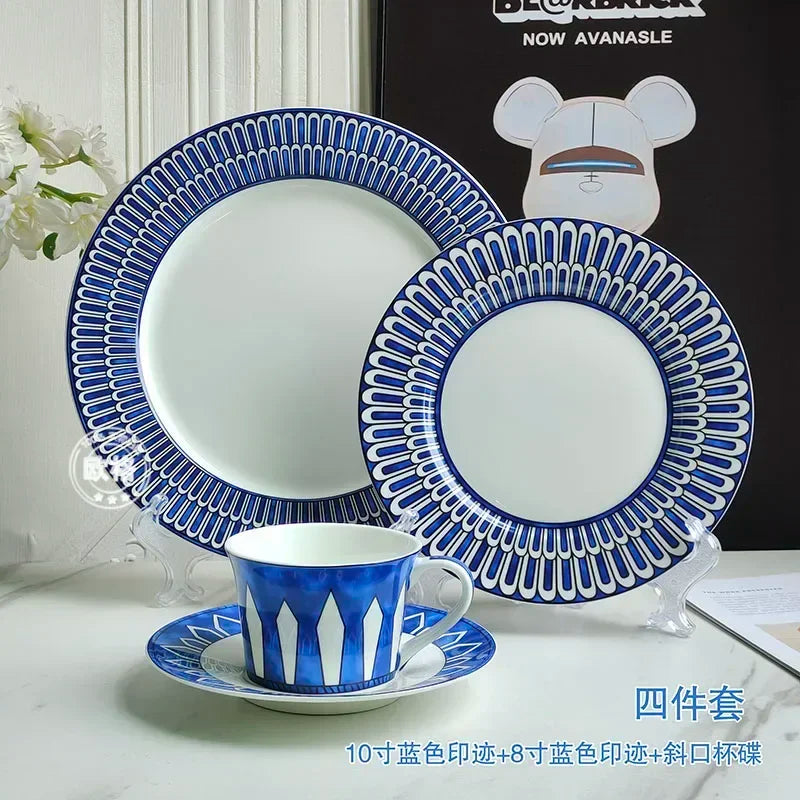 European style simple and luxurious Blue Seal Western dinner plate steak plate decoration afternoon tea Dim sum cake tableware
