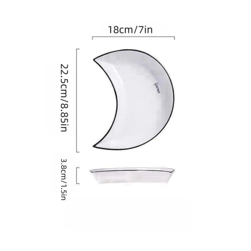 5 Piece Reunion Ceramic Dinnerware Serving Set Moon Shaped Hot Pot Plate Flexible Combination of Plates. Can be used for serving or everyday dinnerware.