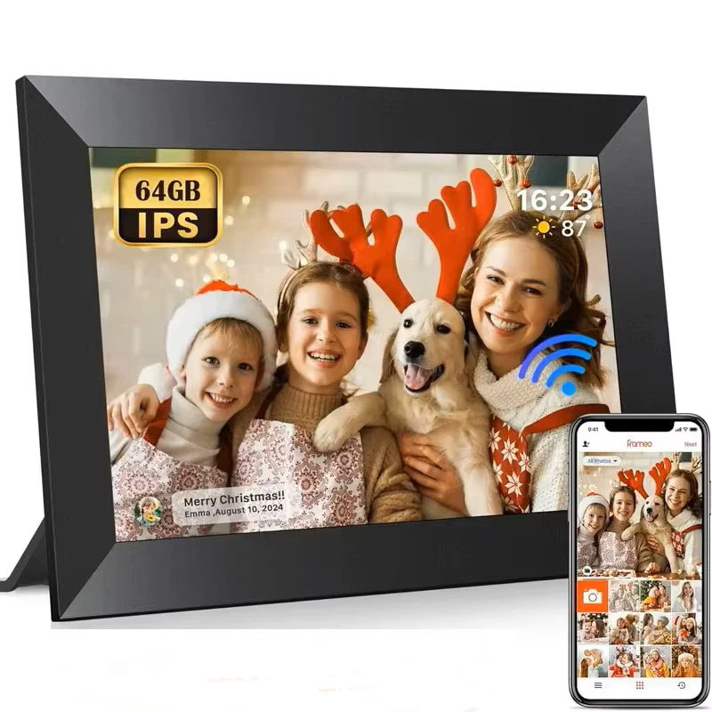 Frameo 10.1 Inch WiFi Digital Photo Frame with Calendar Digital Picture Frame with 1280x800 IPS HD Touch Screen, Good Gift