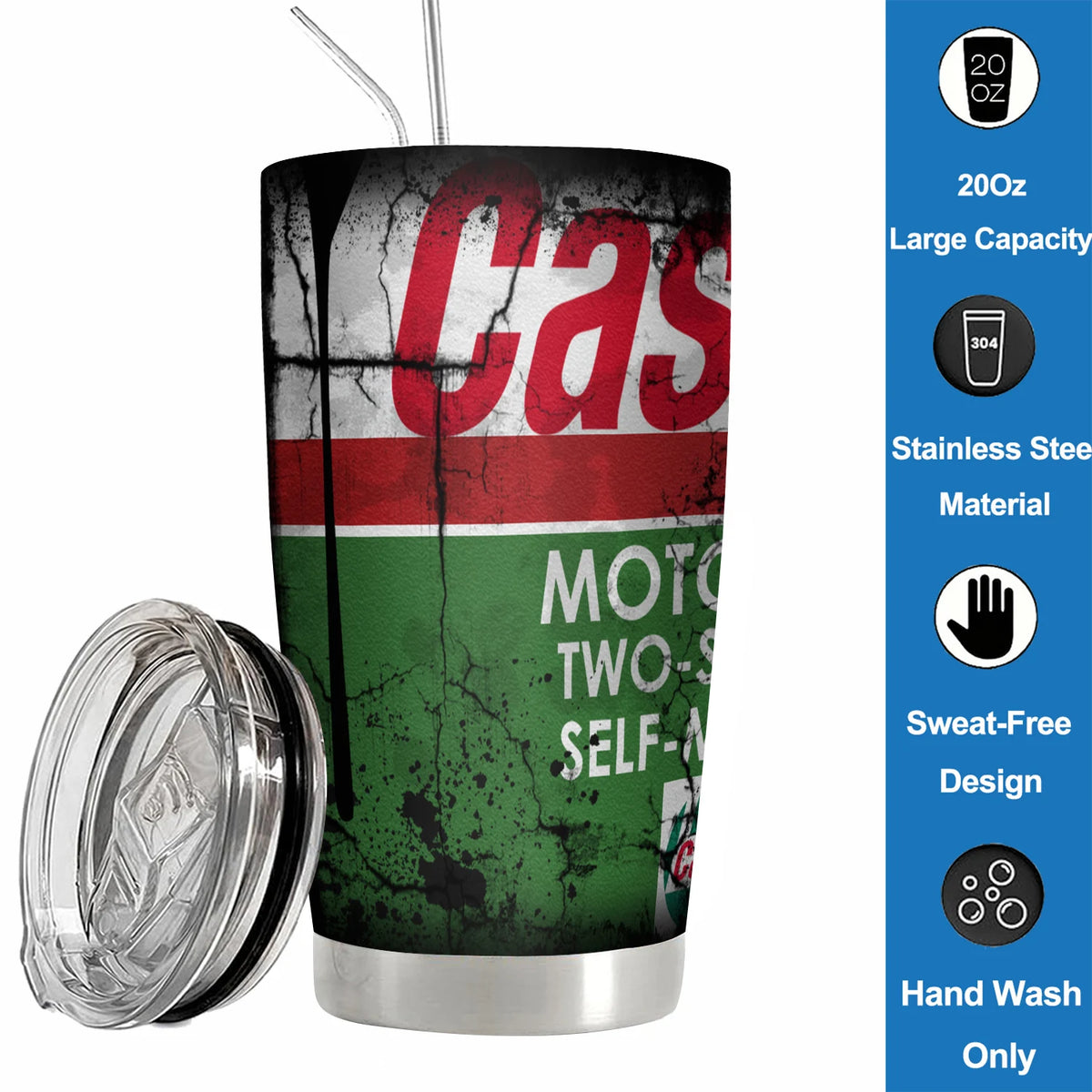 20Oz WD40 Vacuum Tumbler cup STP Engine Oil Filter Print Mug Stainless Steel DoubleWall Water Bottle with Straw and Lid Reusable
