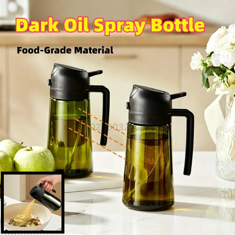 2-in-1 Oil Dispenser & Sprayer 500ML Leakproof Olive Oil Sprayer Bottle for Cooking Spray Airfryer BBQ Camping