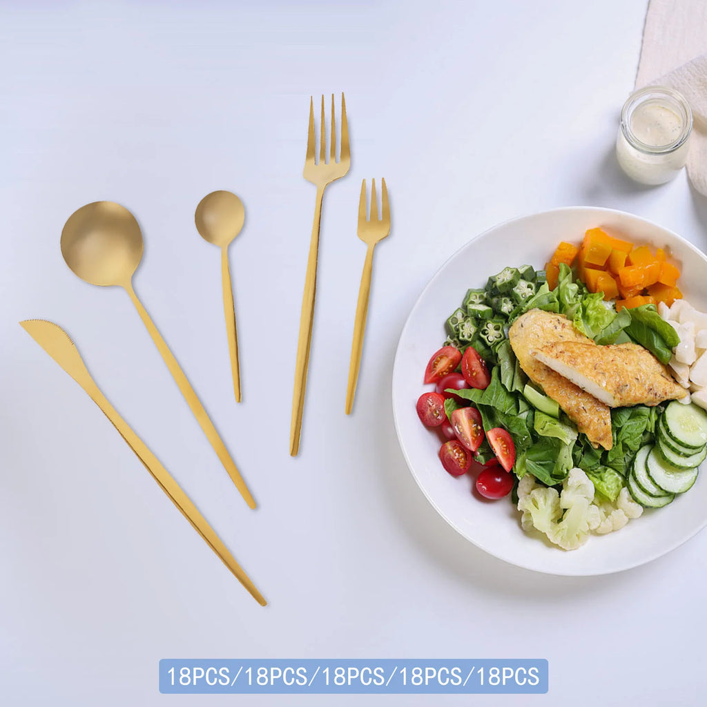 90Pcs Gold Silverware Set Tableware Cutlery Set  Gold Flatware Cutlery Set, Stainless Steel Flatware Set for Home Restaurant Buffets