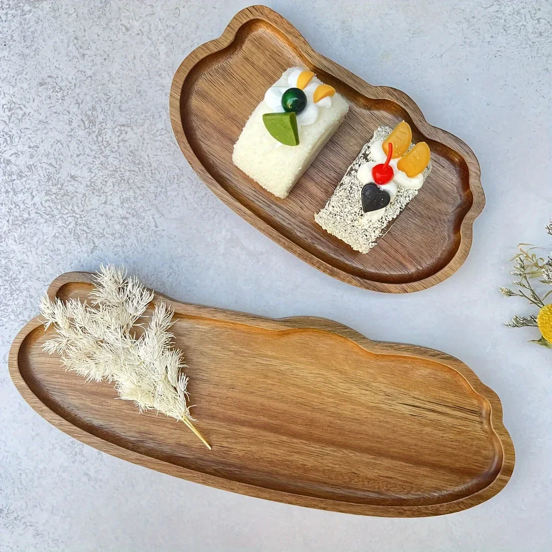 Japanese Wooden Tea Tray Multi Functional  Fruits Desserts Bread Storage Heat Resistant Solid Wood Home Decor Kitchen Essential‌