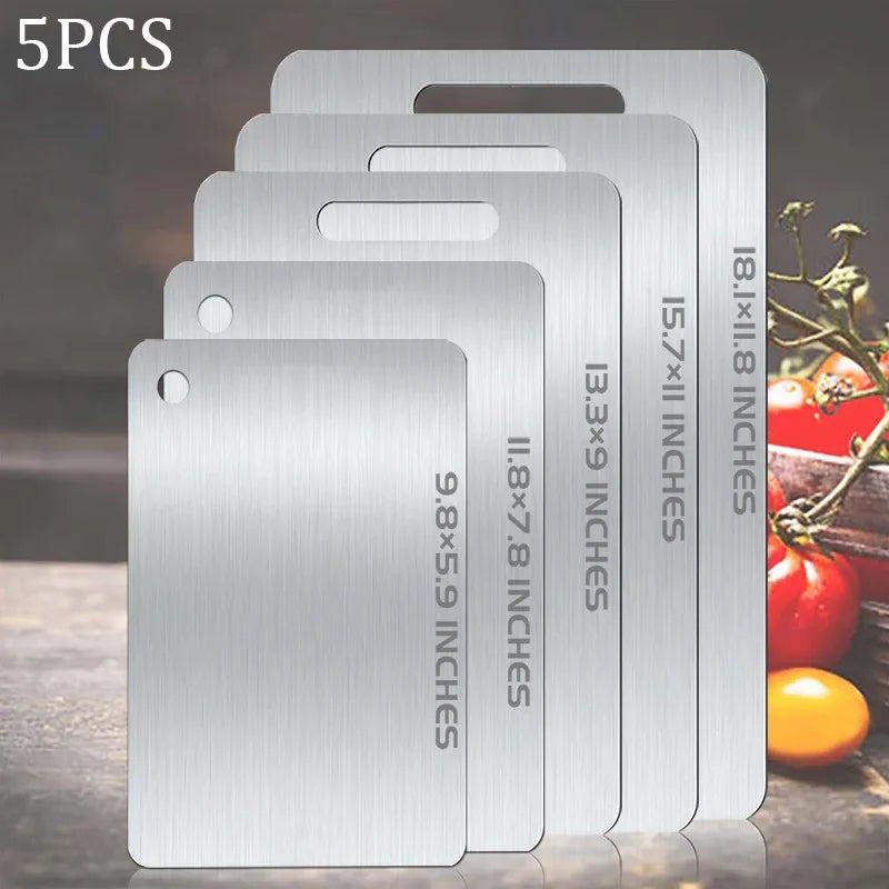 1/3/5PCS Stainless Steel Cutting Boards Double-Sided Antibacterial Food Grade Mould-Resistant Kitchen Chopping Board for Meat