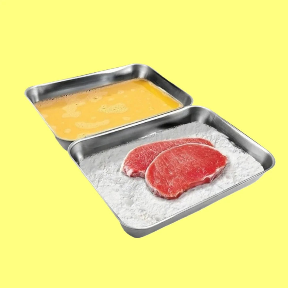 Stainless Steel Breading Pan Oven Safe Stainless Steel Breading Pan Food Prep Trays Set Marinating Meat Baking Kitchen Accessory