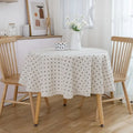 Floral Linen Cotton Tablecloth Pastoral Floral Rustic Washable Round Table Cover For Farmhouse Decor,Picnic,Tabletop Decor